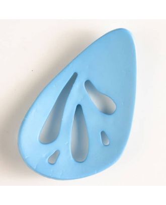 Kunststoffknopf, oval mit 5 unterschiedlich großen, tropfenförmigen Löchern - Größe: 70mm - Farbe: blau - Art.Nr. 450116