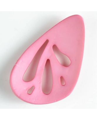 Kunststoffknopf, oval mit 5 unterschiedlich großen, tropfenförmigen Löchern - Größe: 70mm - Farbe: pink - Art.Nr. 450120