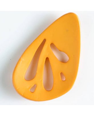 Kunststoffknopf, oval mit 5 unterschiedlich großen, tropfenförmigen Löchern - Größe: 70mm - Farbe: orange - Art.Nr. 450121