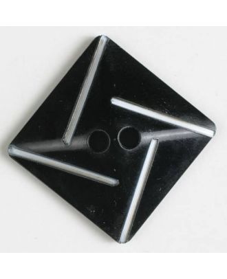 Kunststoffknopf quadratisch zum diagonalen Annähen mit 2 Löchern - Größe: 34mm - Farbe: schwarz - Art.Nr. 370486