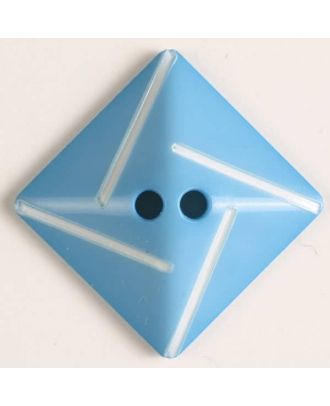Kunststoffknopf quadratisch zum diagonalen Annähen mit 2 Löchern - Größe: 25mm - Farbe: blau - Art.Nr. 330724