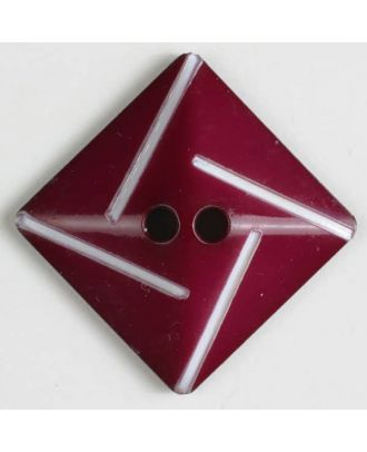 Kunststoffknopf quadratisch zum diagonalen Annähen mit 2 Löchern - Größe: 34mm - Farbe: lila - Art.Nr. 370490
