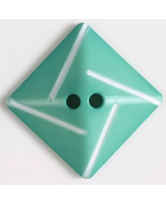 Kunststoffknopf quadratisch zum diagonalen Annähen mit 2 Löchern - Größe: 34mm - Farbe: grün - Art.Nr. 370491