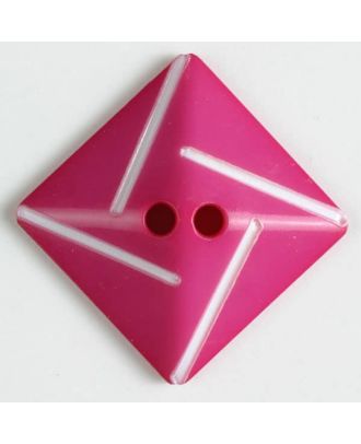 Kunststoffknopf quadratisch zum diagonalen Annähen mit 2 Löchern - Größe: 34mm - Farbe: pink - Art.Nr. 370492