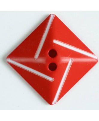 Kunststoffknopf quadratisch zum diagonalen Annähen mit 2 Löchern - Größe: 25mm - Farbe: rot - Art.Nr. 330729