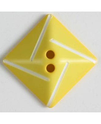 Kunststoffknopf quadratisch zum diagonalen Annähen mit 2 Löchern - Größe: 34mm - Farbe: gelb - Art.Nr. 370494