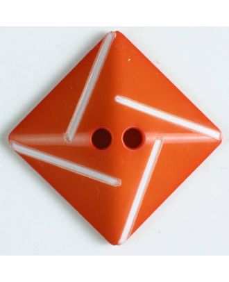 Kunststoffknopf quadratisch zum diagonalen Annähen mit 2 Löchern - Größe: 34mm - Farbe: orange - Art.Nr. 370495