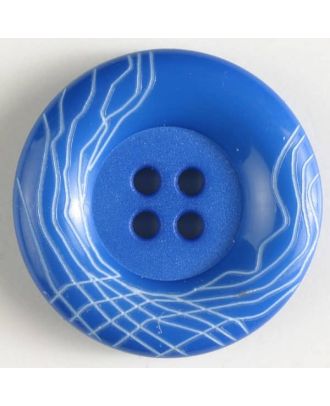 Kunststoffknopf mit wulstigem Rand mit weißem Netzmuster mit 4 Löchern -  Größe: 18mm - Farbe: blau - Art.Nr. 261123