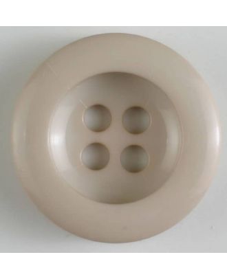 Polyesterknopf leicht glänzend, mit breitem Rand, 4-loch - Größe: 28mm - Farbe: beige - Art.Nr. 345619