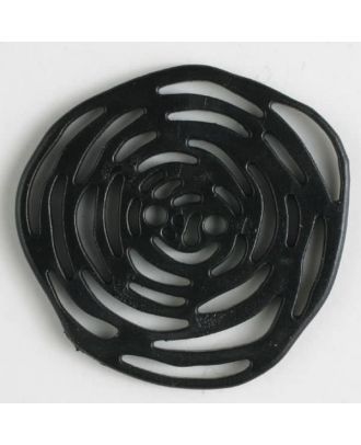 Polyamidknopf unrund, mit vielen länglichen Löchern, 2-loch - Größe: 40mm - Farbe: schwarz - Art.Nr. 400216