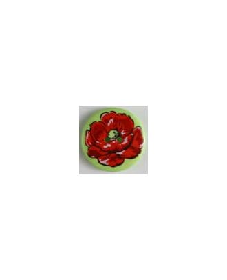 Polyamidknopf rund, mit Rosenblüte bedruckt, 2-loch - Größe: 34mm - Farbe: grün - Art.Nr. 370564