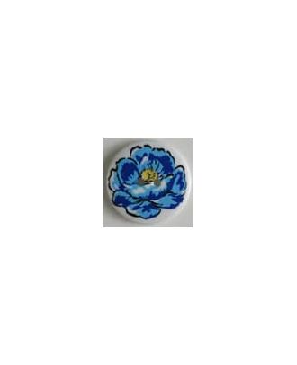 Polyamidknopf rund, mit Rosenblüte bedruckt, 2-loch - Größe: 34mm - Farbe: weiss - Art.Nr. 370563