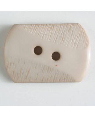 Polyamidknopf mit teilweise schrägen Rillen mit 2 Löchern - Größe: 25mm - Farbe: beige - Art.Nr. 317602