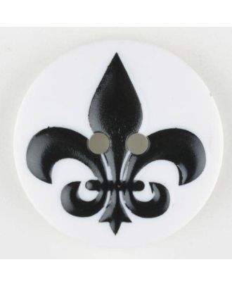 Polyamidknopf Fleur de Lis, bedruckt, 2-loch - Größe: 30mm - Farbe: schwarz - Art.Nr. 370700