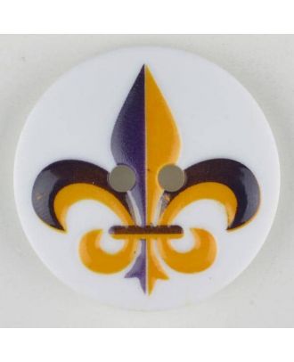 polyamide button, fleur de lis, 2 holes - Size: 30mm - Color: lilac - Art.No. 370703