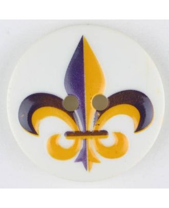 polyamide button, fleur de lis, 2 holes - Size: 30mm - Color: lilac - Art.No. 370687