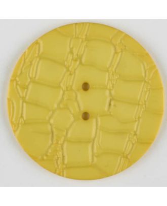 Polyamidknopf mit interessantem Reptilienmuster,  2-loch - Größe: 23mm - Farbe: gelb - Art.Nr. 313710