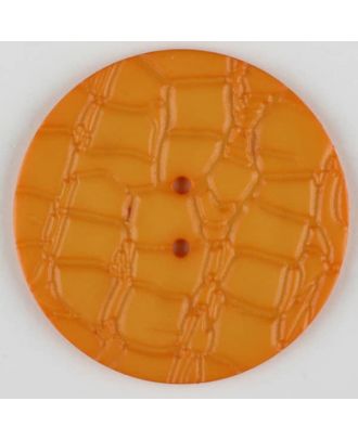 Polyamidknopf mit interessantem Reptilienmuster,  2-loch - Größe: 23mm - Farbe: orange - Art.Nr. 313711