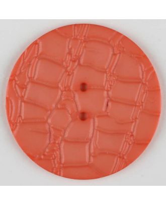 Polyamidknopf mit interessantem Reptilienmuster,  2-loch - Größe: 32mm - Farbe: orange - Art.Nr. 373729