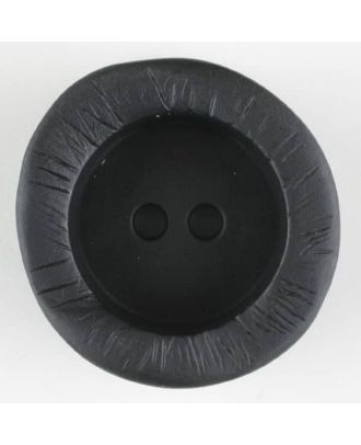 Polyamidknopf mit charaktervoller Struktur und tiefem Tellerrand, rund, 2 loch - Größe: 20mm - Farbe: schwarz - Art.Nr. 310917