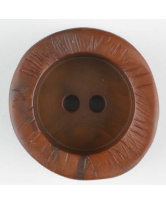 Polyamidknopf mit charaktervoller Struktur und tiefem Tellerrand, rund, 2 loch - Größe: 30mm - Farbe: braun - Art.Nr. 344714