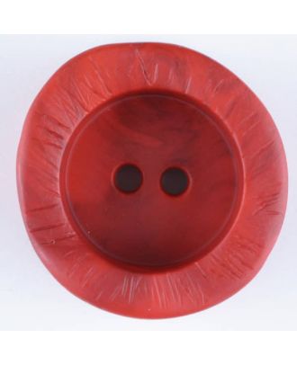 Polyamidknopf mit charaktervoller Struktur und tiefem Tellerrand, rund, 2 loch - Größe: 20mm - Farbe: rot - Art.Nr. 314733