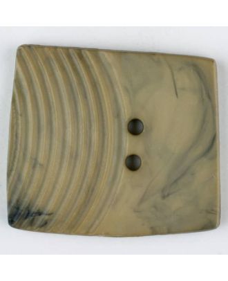 Polyamidknopf, marmoriert, eine Hälfte mit Rillen, die andere glatt, quadratisch, 2 loch - Größe: 23mm - Farbe: beige - Art.Nr. 335714