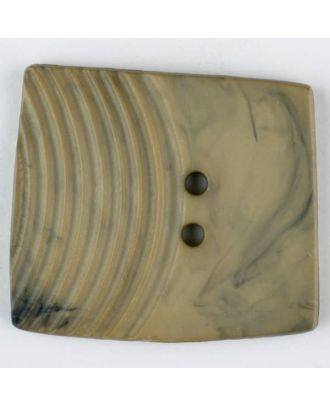 Polyamidknopf, marmoriert, eine Hälfte mit Rillen, die andere glatt, quadratisch, 2 loch - Größe: 23mm - Farbe: beige - Art.Nr. 335714