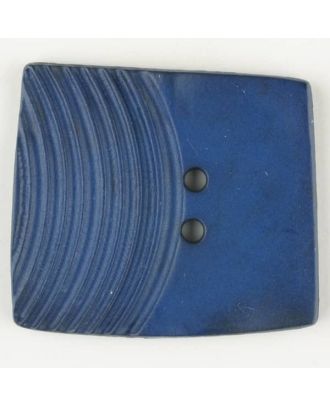 Polyamidknopf, marmoriert, eine Hälfte mit Rillen, die andere glatt, quadratisch, 2 loch - Größe: 30mm - Farbe: blau - Art.Nr. 345758