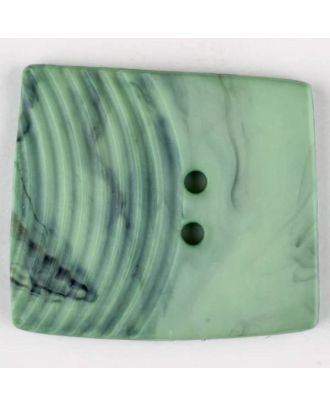 Polyamidknopf, marmoriert, eine Hälfte mit Rillen, die andere glatt, quadratisch, 2 loch - Größe: 30mm - Farbe: grün - Art.Nr. 345760