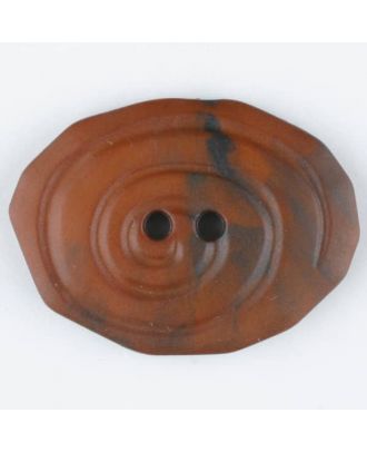 Polyamidknopf, marmoriert, oval, 2 loch - Größe: 25mm - Farbe: braun - Art.Nr. 315745