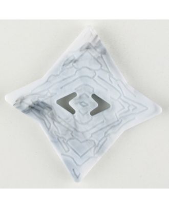 Polyamidknopf mit unebener Oberfläche und pfeilförmigen Löchern, kantig, 2 loch - Größe: 40mm - Farbe: grau - Art.Nr. 400255
