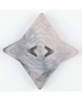Polyamidknopf mit unebener Oberfläche und pfeilförmigen Löchern, kantig, 2 loch - Größe: 25mm - Farbe: beige - Art.Nr. 316703