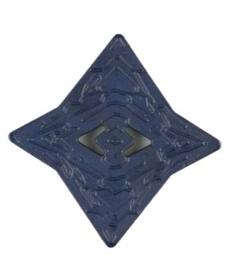 Polyamidknopf mit unebener Oberfläche und pfeilförmigen Löchern, kantig, 2 loch - Größe: 40mm - Farbe: blau - Art.Nr. 406705