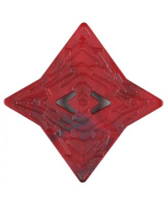 Polyamidknopf mit unebener Oberfläche und pfeilförmigen Löchern, kantig, 2 loch - Größe: 32mm - Farbe: rot - Art.Nr. 376742