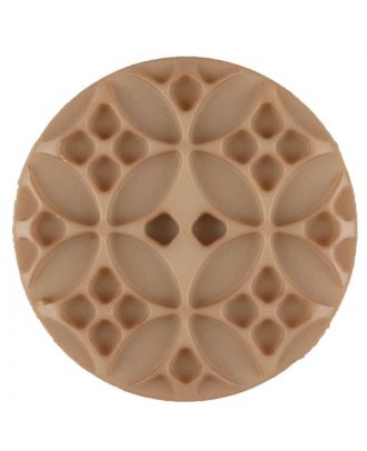 Polyamidknopf mit rautenförmigen Ornamenten, rund, 2 loch - Größe: 34mm - Farbe: beige - Art.Nr. 376711