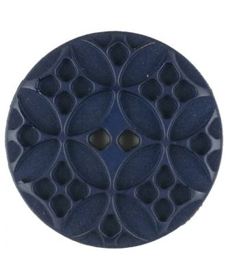 Polyamidknopf mit rautenförmigen Ornamenten, rund, 2 loch - Größe: 34mm - Farbe: blau - Art.Nr. 376715