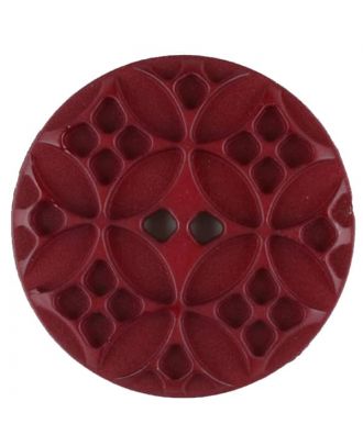 Polyamidknopf mit rautenförmigen Ornamenten, rund, 2 loch - Größe: 28mm - Farbe: weinrot - Art.Nr. 336720