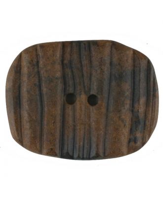 Holzknopf patiniert, oval, 2 loch - Größe: 34mm - Farbe: braun - Art.Nr. 380335