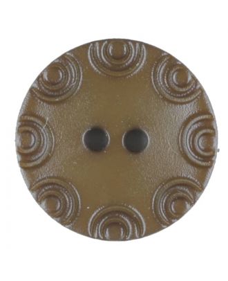 Polyamidknopf, von Kreisen umrandet, rund, 2 loch - Größe: 13mm - Farbe: braun - Art.Nr. 216704