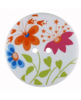 flower button, round with 2 holes - Size: 32mm - Color: white - Art.No. 370782