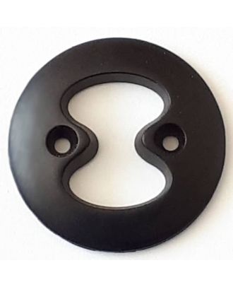 Polyamidknopf mit interessanter Ausstanzung mit 2 Löchern - Größe: 23mm - Farbe: schwarz - Art.Nr. 281087