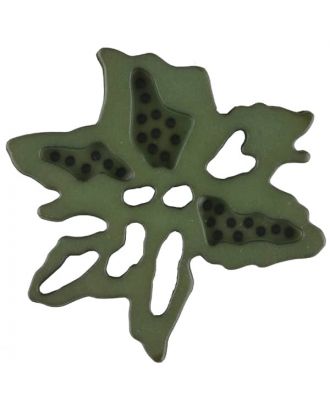 außergewöhnlicher Blumenknopf mit 2 Löchern - Größe: 28mm - Farbe: dunkelgrün - Art.Nr. 337719