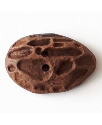 Holzknopf Mondlandschaft mit 2 Löchern - Größe: 40mm - Farbe: braun - Art.Nr. 420081