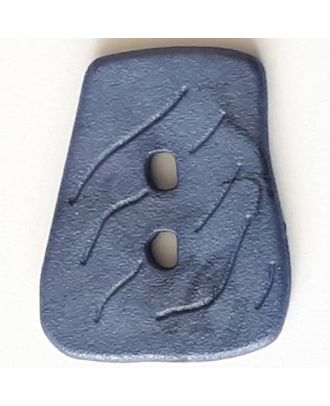 Polyamidknopf in asymmetrischer Trapezform mit 2 Löchern - Größe: 45mm - Farbe: blau  - Art.Nr. 428704