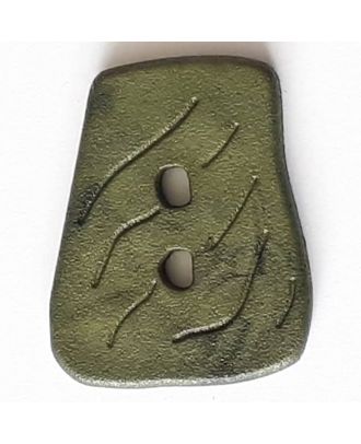 Polyamidknopf in asymmetrischer Trapezform mit 2 Löchern - Größe: 35mm - Farbe: grün - Art.Nr. 388733