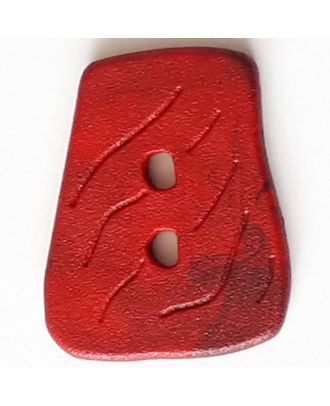 Polyamidknopf in asymmetrischer Trapezform mit 2 Löchern - Größe: 35mm - Farbe: rot - Art.Nr. 388735