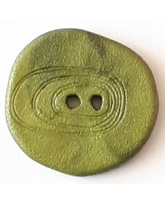 Polyamidknopf unregelmäßig geformt mit 2 Löchern - Größe: 23mm - Farbe: grün - Art.Nr. 338719