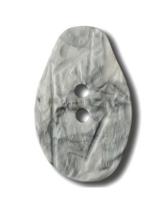 Marmorierter Knopf in Tropfenform mit 2 Löchern - Größe: 32mm - Farbe: grau - Art.Nr. 370818