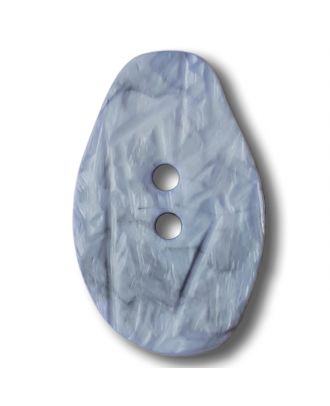 Marmorierter Knopf in Tropfenform mit 2 Löchern - Größe: 32mm - Farbe: blau / hellblau - Art.Nr. 372830